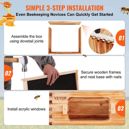 VEVOR Bee Hive Beekeeping Kit – Deep Box for Beekeeping