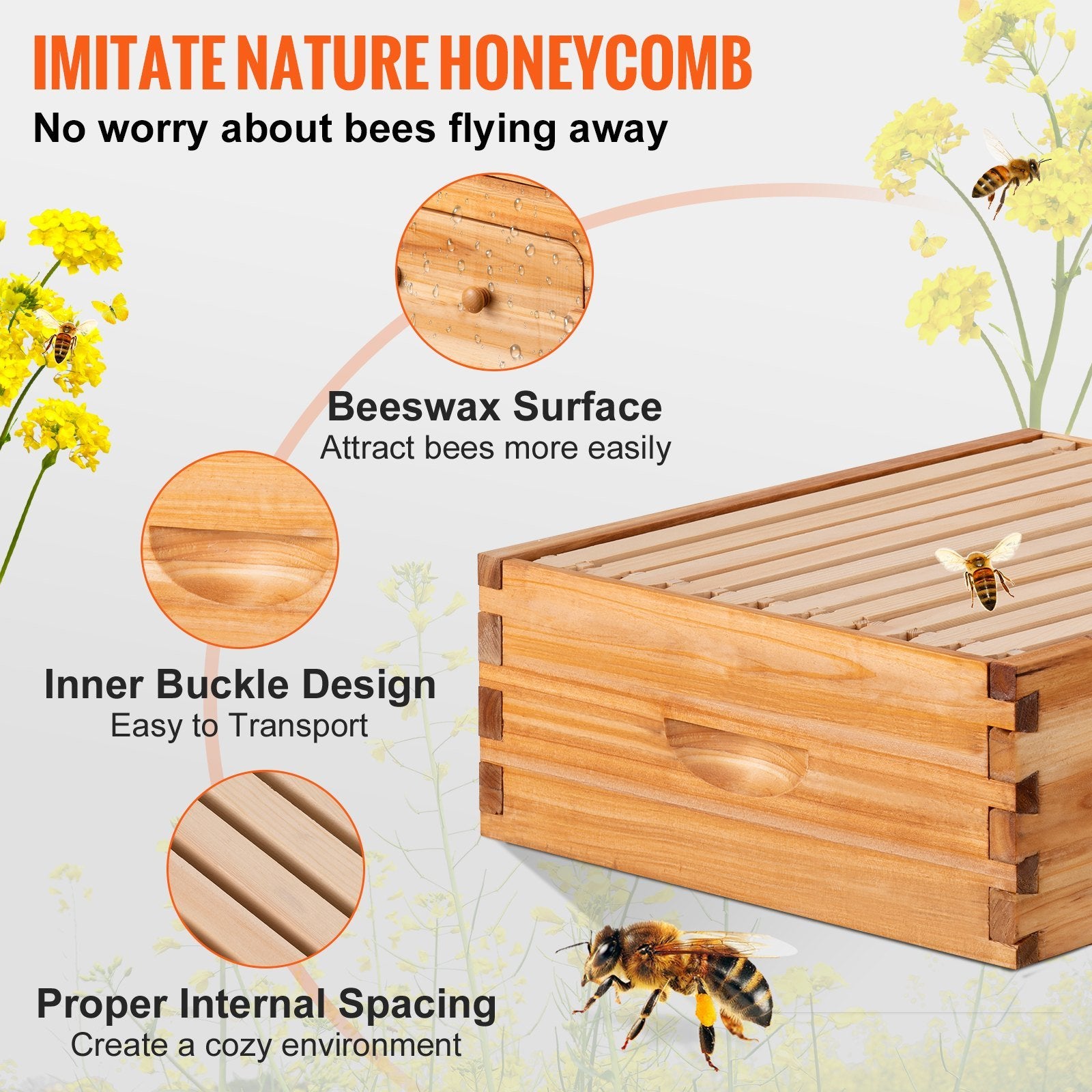 VEVOR Bee Hive, Beekeeping Kit - Medium Box