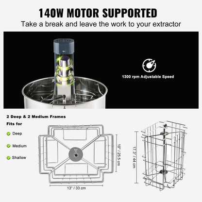 VEVOR Electric Honey Extractor – Efficient 4-Frame Honey Extraction